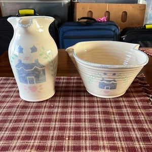 Primitive, pitcher and bowl set